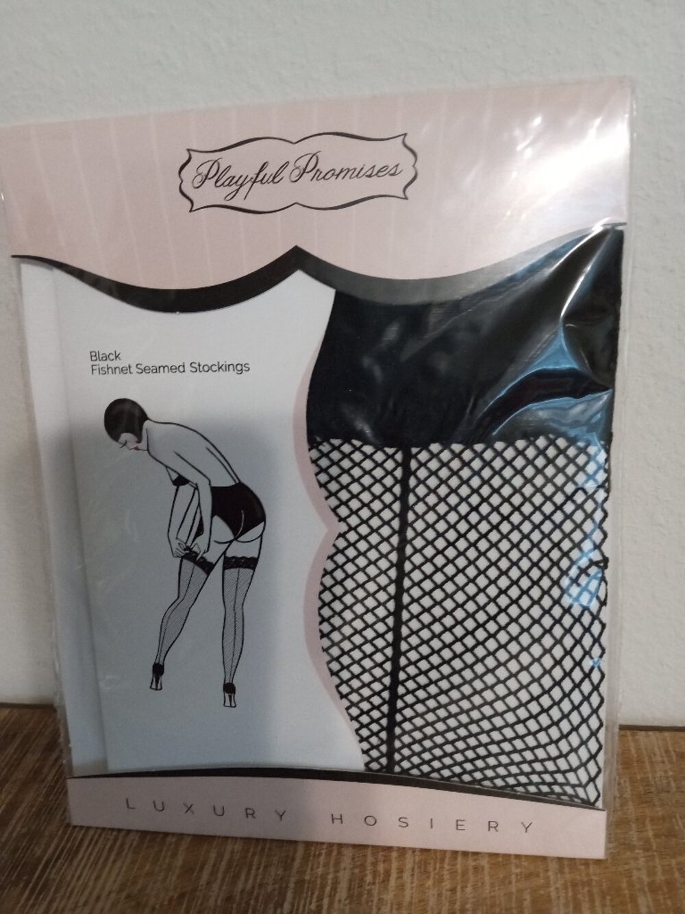 NEW Playful Promises Black Fishnet Stockings